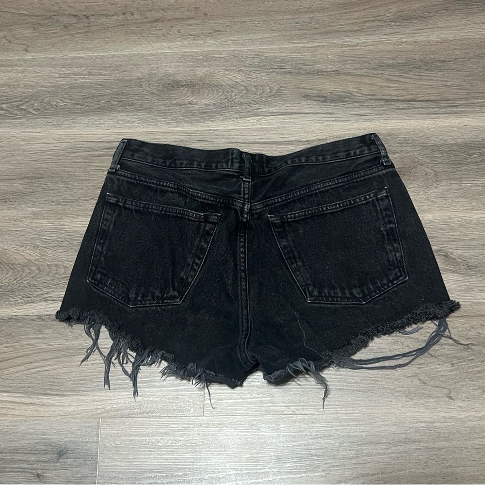 Agolde 29 Jean Shorts Black Parker Vintage Cut Off Button Fly High Rise Raw Hem - Picture 6 of 9